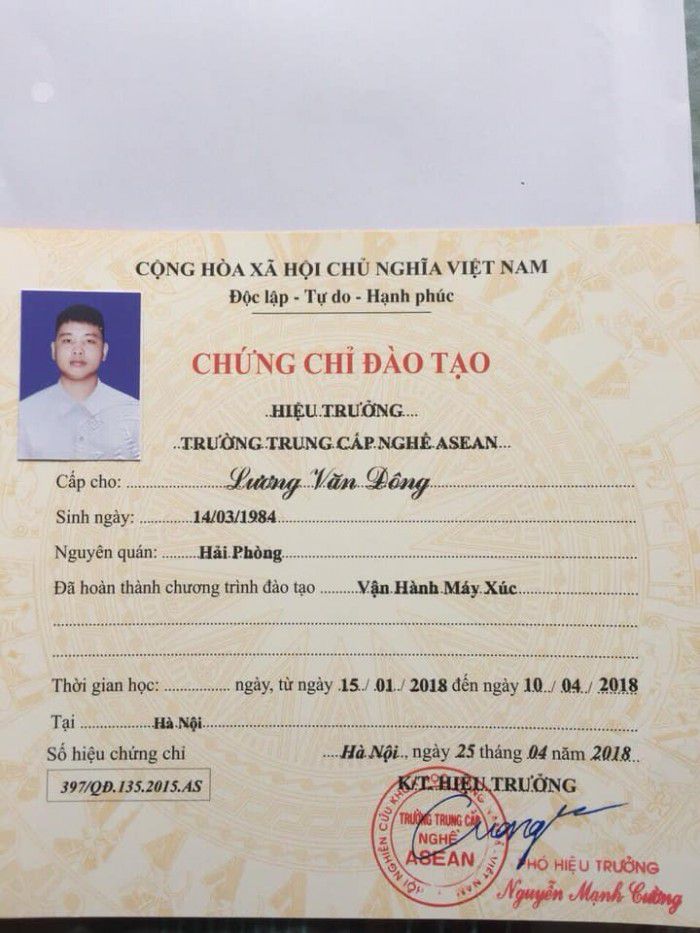 Làm Chứng Chỉ Máy Xúc An Toàn Lấy Ngay Không Cần Cọc