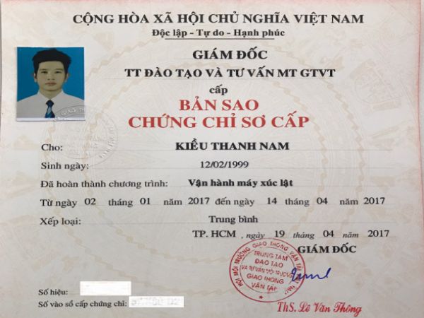 Làm Chứng Chỉ Máy Xúc Lấy Ngay Tại Làm Bằng Cấp Giá Rẻ HCM