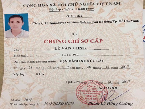 Làm Chứng Chỉ Máy Xúc An Toàn Lấy Ngay Không Cần Cọc