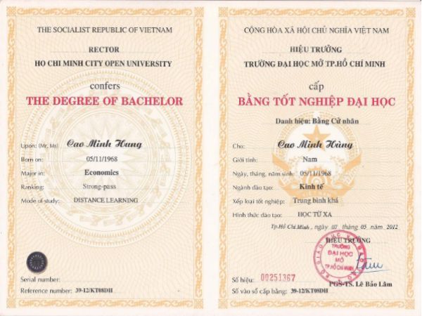 Mẫu bằng đại học Mở tại Làm Bằng Cấp Giá Rẻ HCM